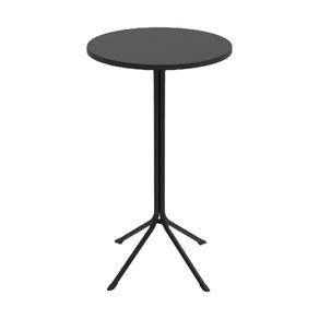 4 Mesa Bistro Redonda Gavea Rivatti 105 cm -Altura- Tampo em Polipropileno Preto e Base em Aco Preto